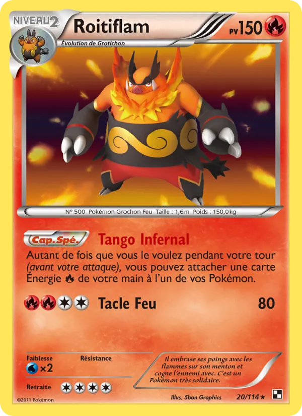 Carte Pokémon Roitiflam de l'extension Noir & Blanc