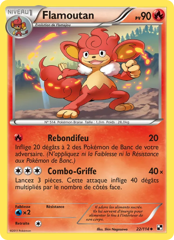 Carte Pokémon Flamoutan de l'extension Noir & Blanc