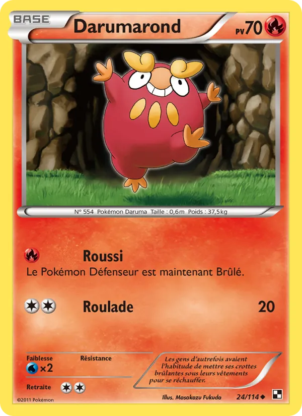 Carte Pokémon Darumarond de l'extension Noir & Blanc