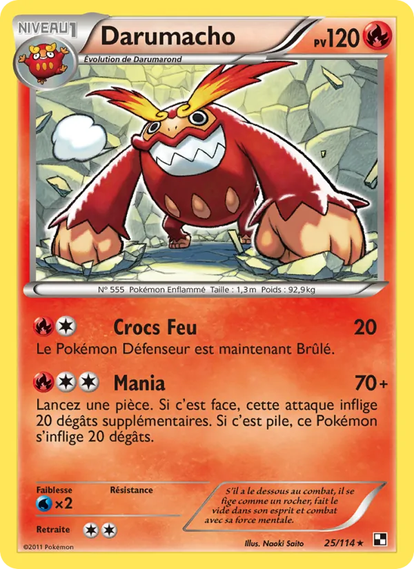 Carte Pokémon Darumacho de l'extension Noir & Blanc