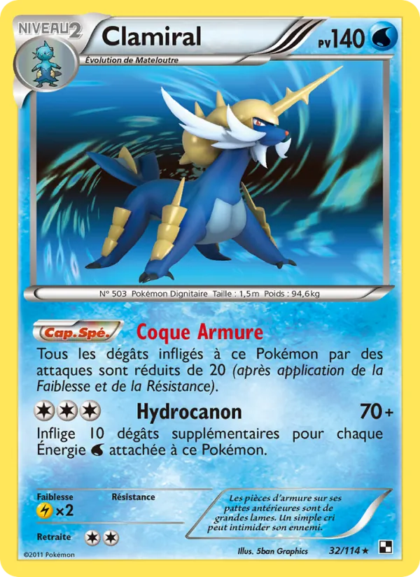 Carte Pokémon Clamiral de l'extension Noir & Blanc
