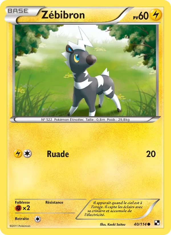 Carte Pokémon Zébibron de l'extension Noir & Blanc