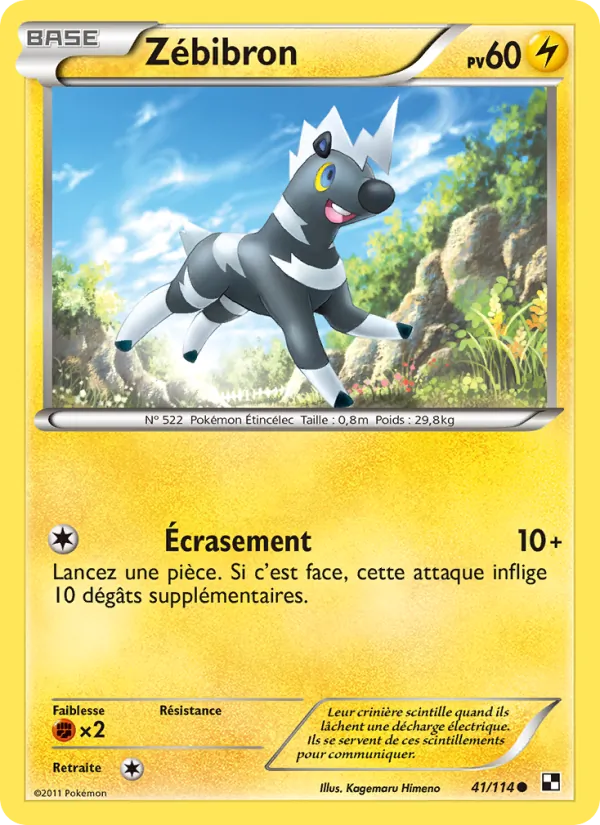 Carte Pokémon Zébibron de l'extension Noir & Blanc