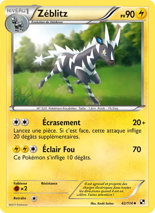 Carte Pokémon Zéblitz de l'extension Noir & Blanc