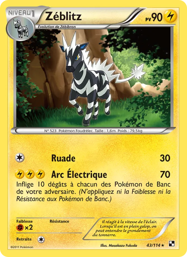 Carte Pokémon Zéblitz de l'extension Noir & Blanc