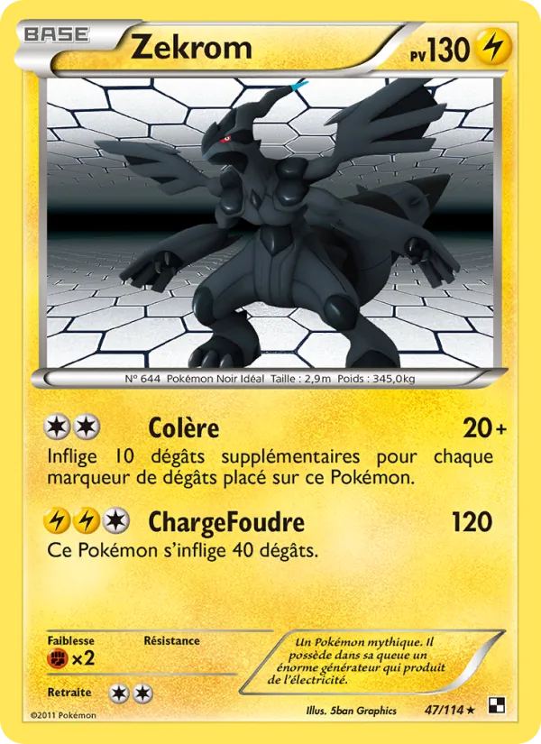 Carte Pokémon Zekrom de l'extension Noir & Blanc