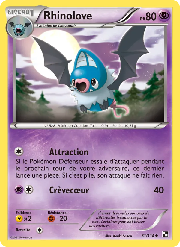 Carte Pokémon Rhinolove de l'extension Noir & Blanc