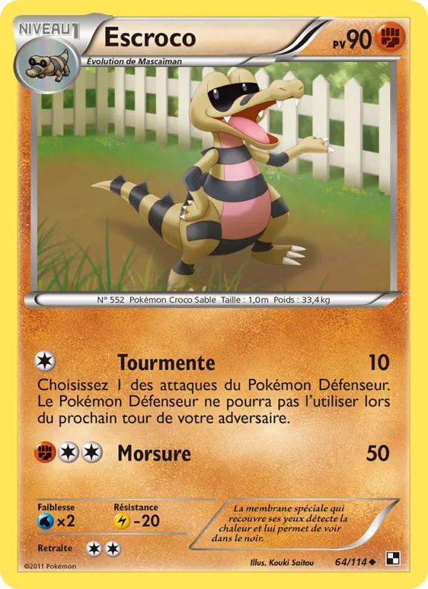 Carte Pokémon Escroco de l'extension Noir & Blanc