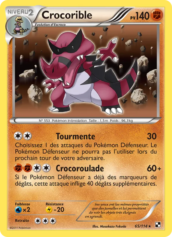Carte Pokémon Crocorible de l'extension Noir & Blanc