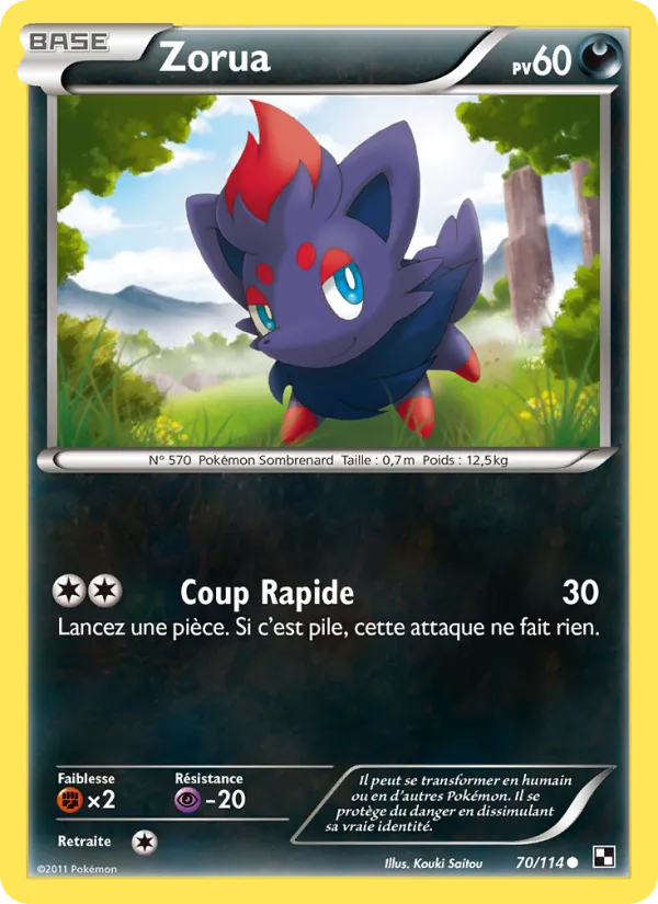 Carte Pokémon Zorua de l'extension Noir & Blanc