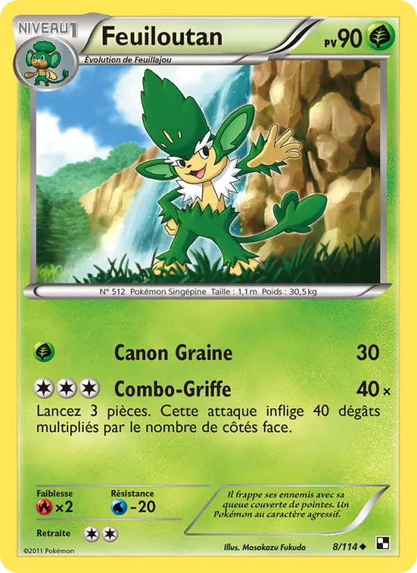 Carte Pokémon Feuiloutan de l'extension Noir & Blanc