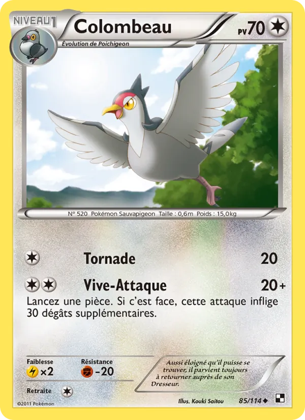 Carte Pokémon Colombeau de l'extension Noir & Blanc