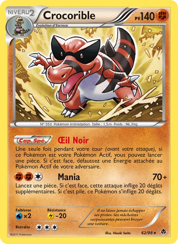 Carte Pokémon Crocorible de l'extension Pouvoirs Émergents