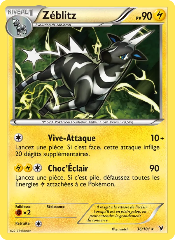 Carte Pokémon Zéblitz de l'extension Nobles Victoires