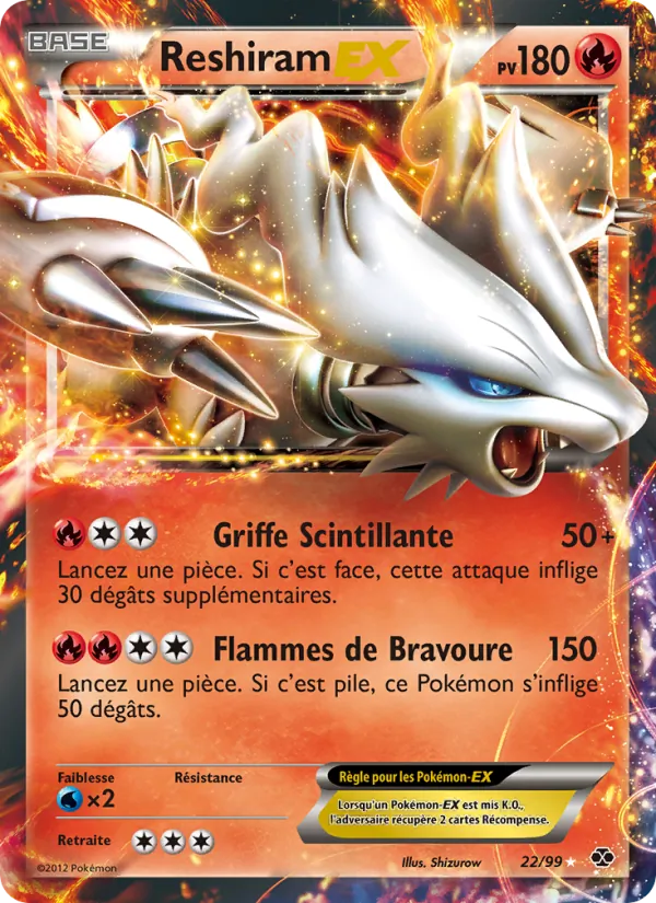 Carte Pokémon Reshiram-EX de l'extension Destinées Futures