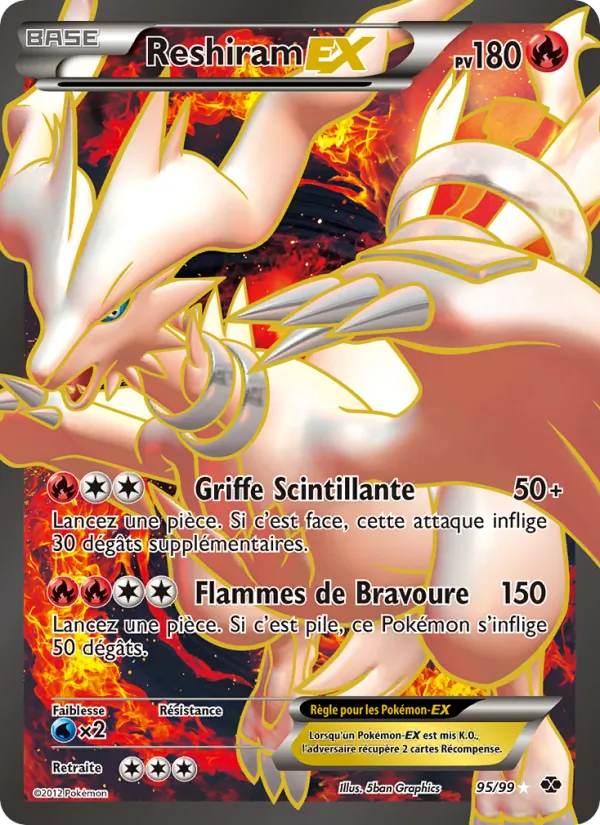 Carte Pokémon Reshiram-EX de l'extension Destinées Futures