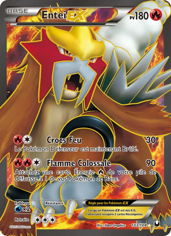 Carte Pokémon Entei-EX de l'extension Explorateurs Obscurs