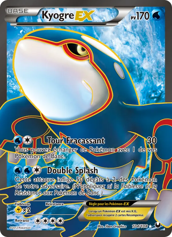 Carte Pokémon Kyogre-EX de l'extension Explorateurs Obscurs