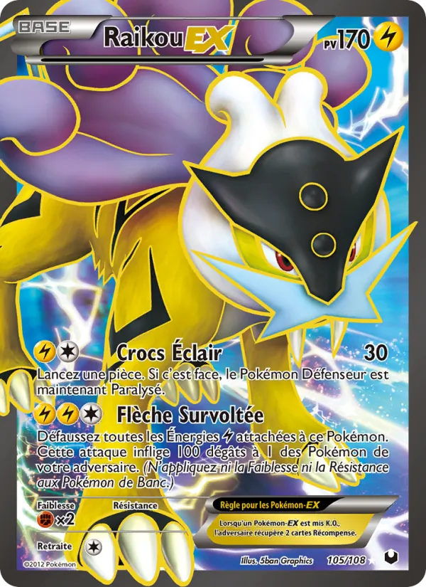 Carte Pokémon Raikou-EX de l'extension Explorateurs Obscurs