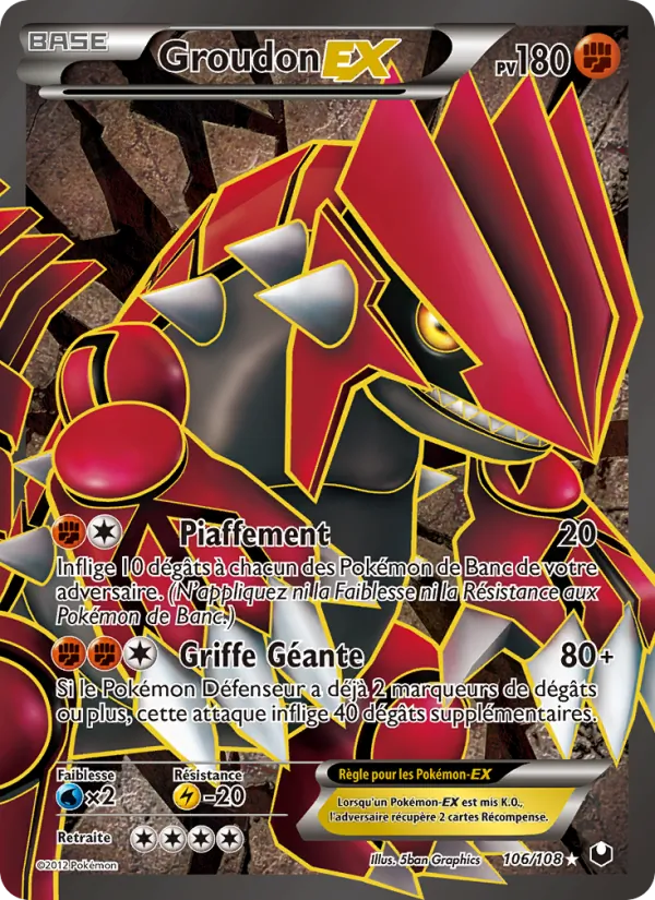 Carte Pokémon Groudon-EX de l'extension Explorateurs Obscurs