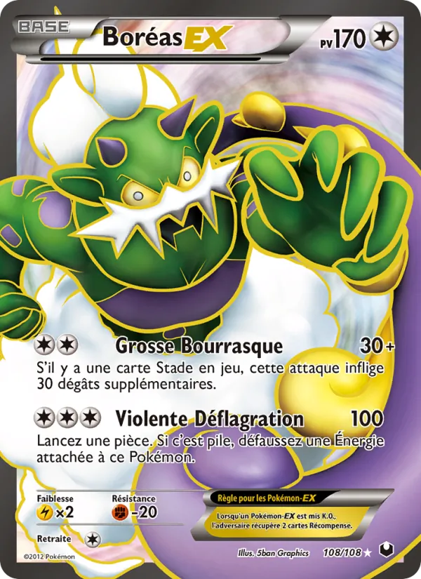 Carte Pokémon Boréas-EX de l'extension Explorateurs Obscurs