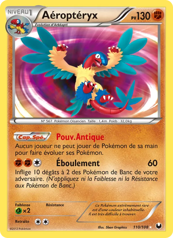Carte Pokémon Aéroptéryx de l'extension Explorateurs Obscurs