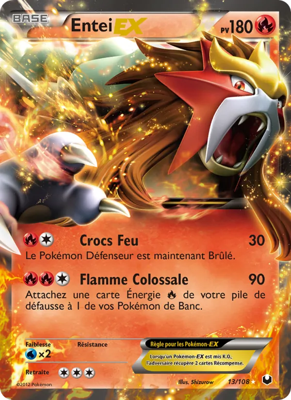 Carte Pokémon Entei-EX de l'extension Explorateurs Obscurs
