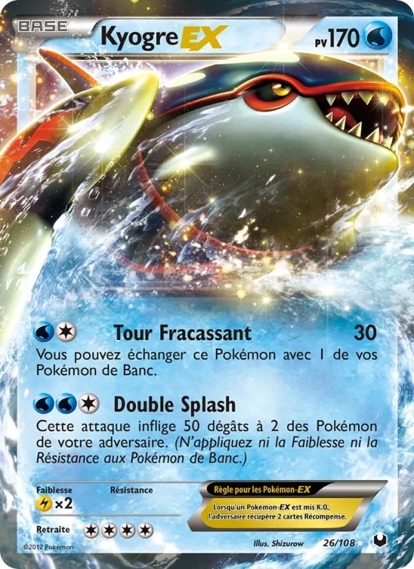 Carte Pokémon Kyogre-EX de l'extension Explorateurs Obscurs