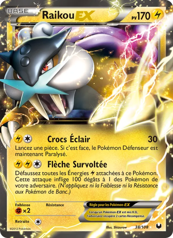 Carte Pokémon Raikou-EX de l'extension Explorateurs Obscurs