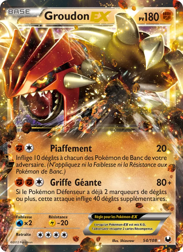 Carte Pokémon Groudon-EX de l'extension Explorateurs Obscurs
