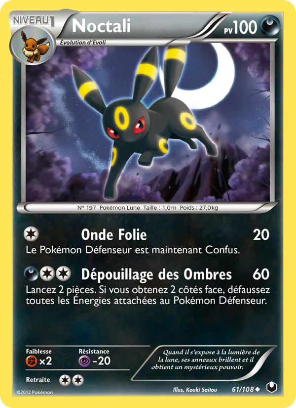 Carte Pokémon Noctali de l'extension Explorateurs Obscurs