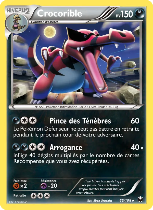 Carte Pokémon Crocorible de l'extension Explorateurs Obscurs