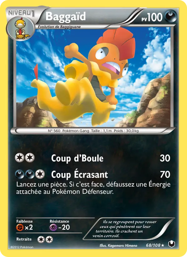 Carte Pokémon Baggaïd de l'extension Explorateurs Obscurs