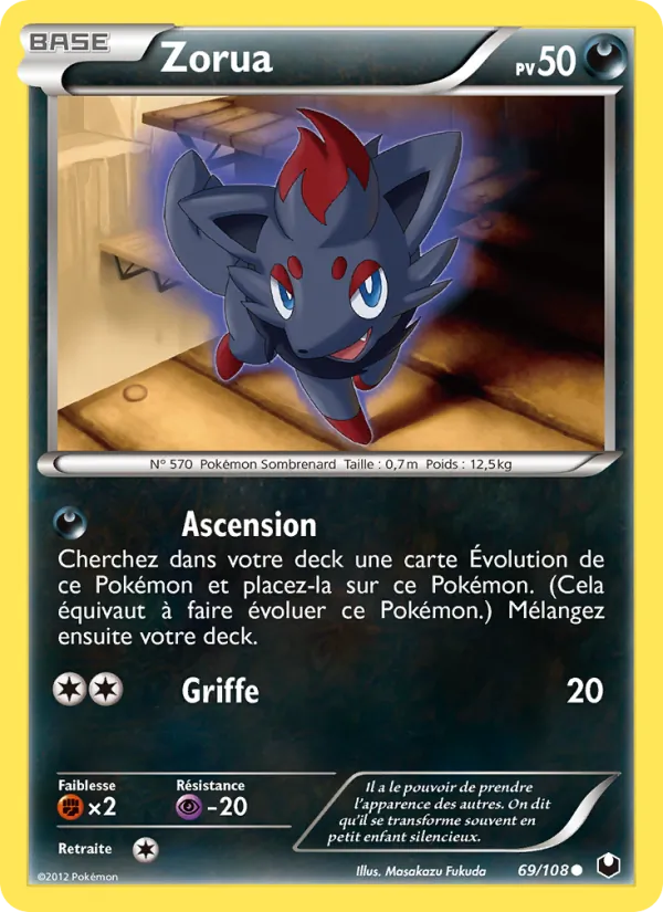 Carte Pokémon Zorua de l'extension Explorateurs Obscurs