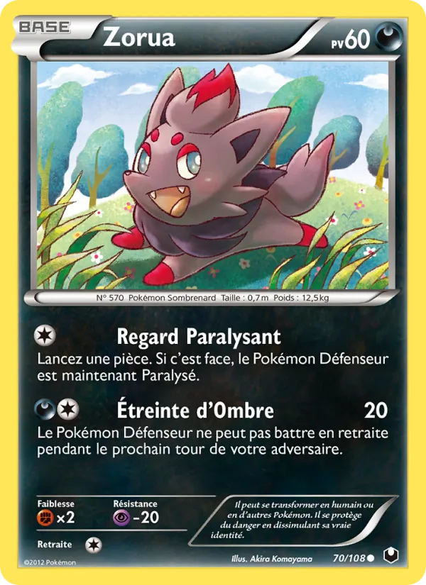 Carte Pokémon Zorua de l'extension Explorateurs Obscurs