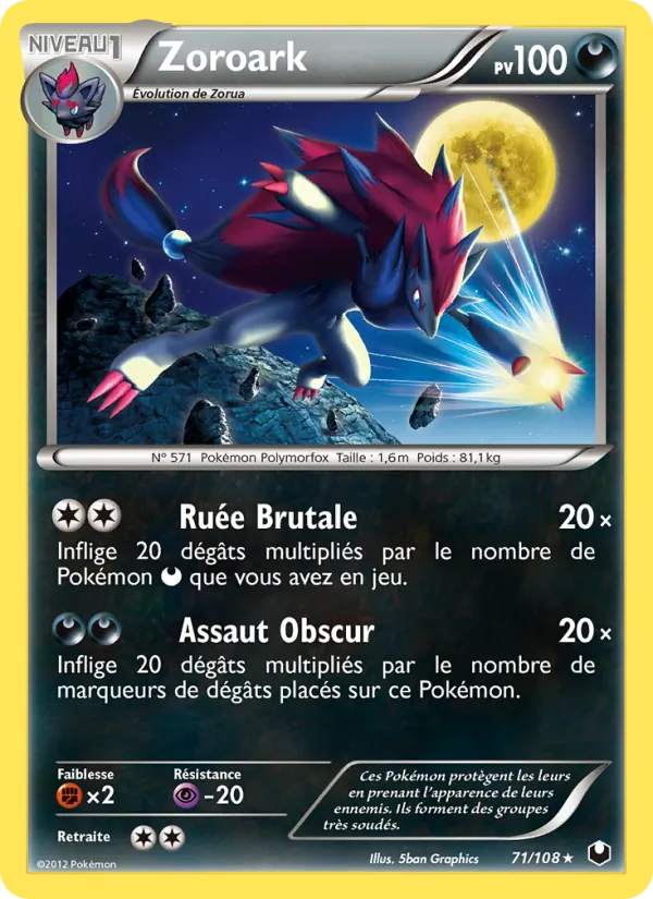 Carte Pokémon Zoroark de l'extension Explorateurs Obscurs