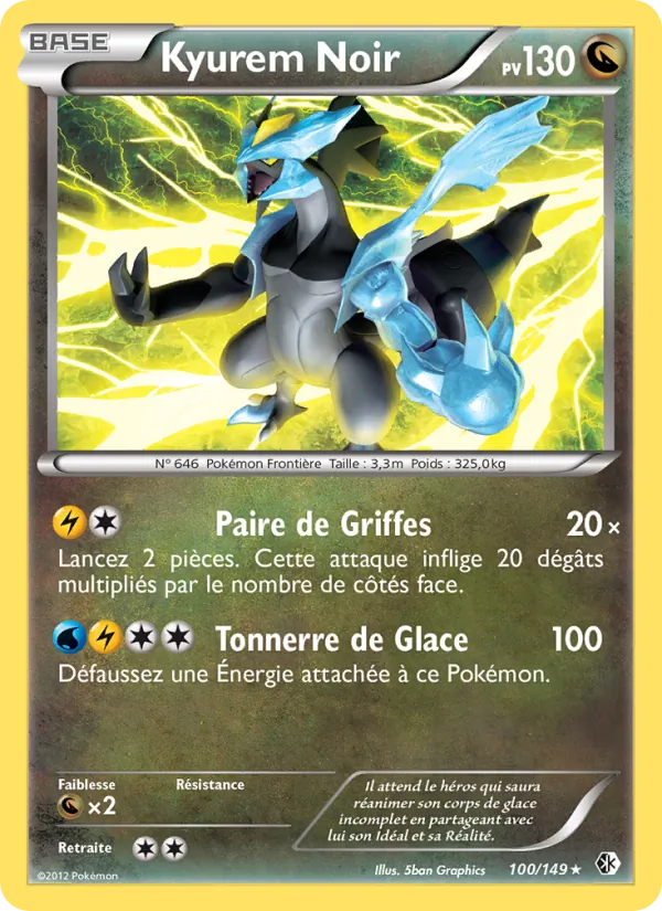 Carte Pokémon Kyurem Noir de l'extension Frontières Franchies