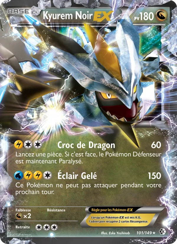 Carte Pokémon Kyurem Noir-EX de l'extension Frontières Franchies