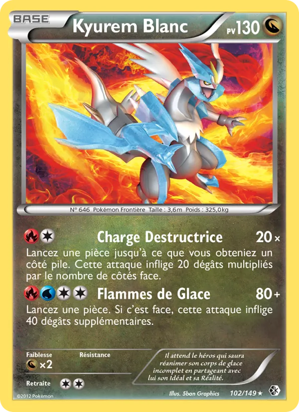 Carte Pokémon Kyurem Blanc de l'extension Frontières Franchies