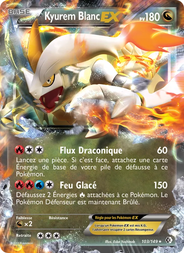 Carte Pokémon Kyurem Blanc EX de l'extension Frontières Franchies