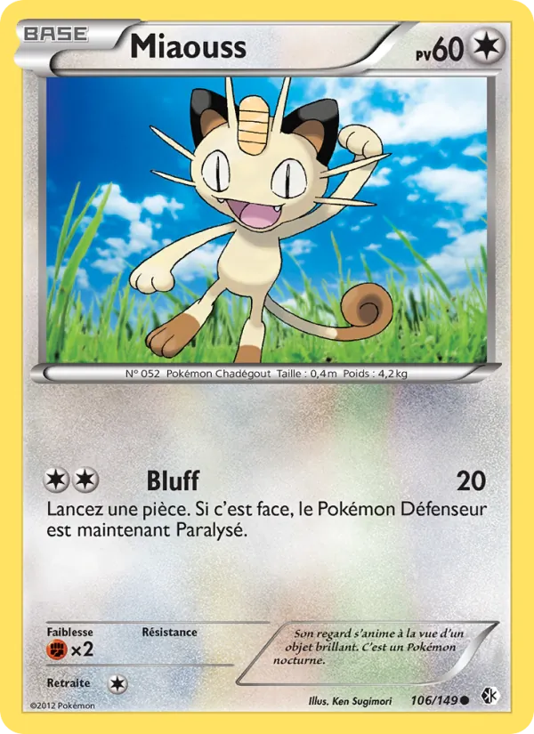 Carte Pokémon Miaouss de l'extension Frontières Franchies
