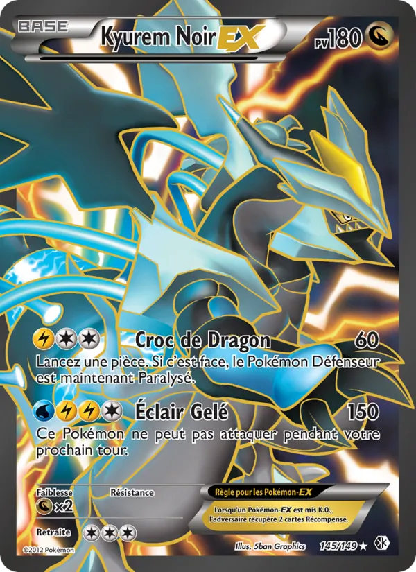 Carte Pokémon Kyurem Noir-EX de l'extension Frontières Franchies