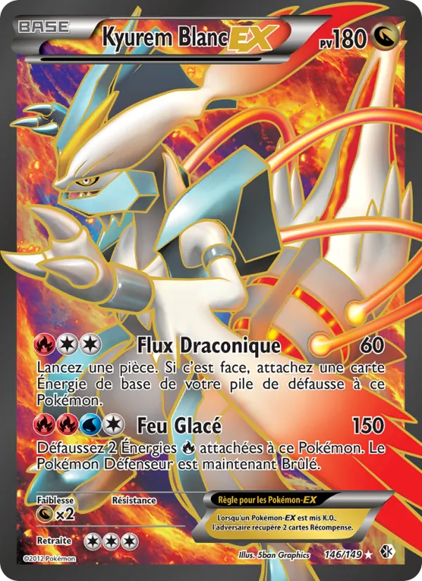 Carte Pokémon Kyurem Blanc EX de l'extension Frontières Franchies