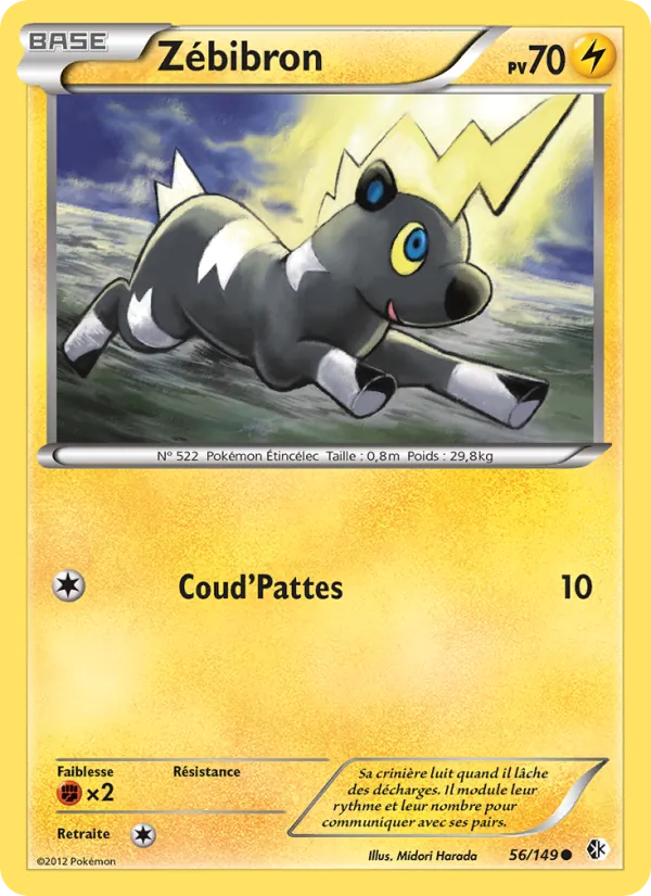 Carte Pokémon Zébibron de l'extension Frontières Franchies
