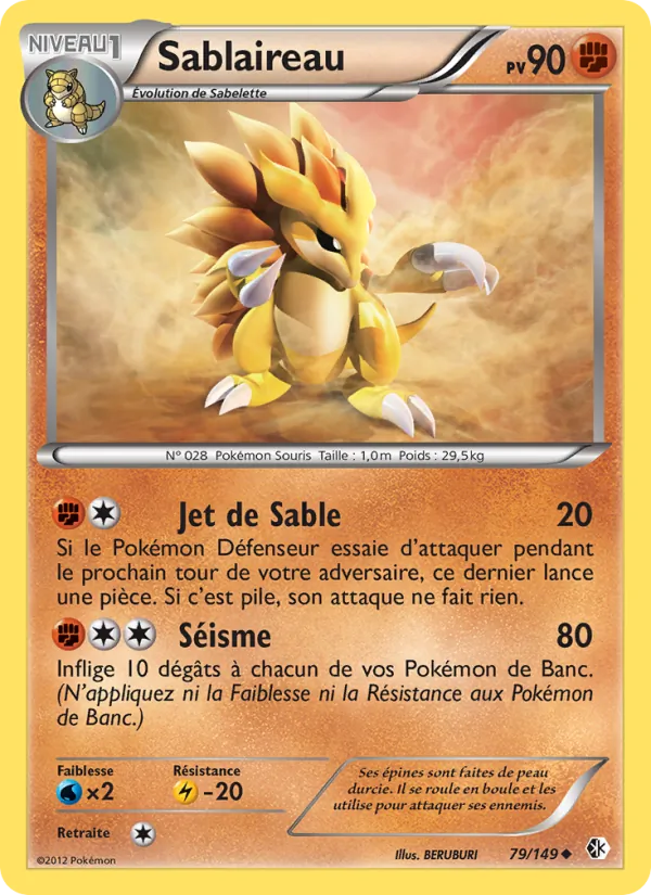 Carte Pokémon Sablaireau de l'extension Frontières Franchies