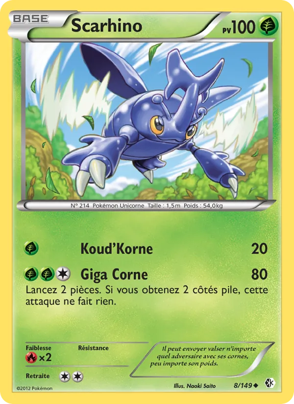 Carte Pokémon Scarhino de l'extension Frontières Franchies