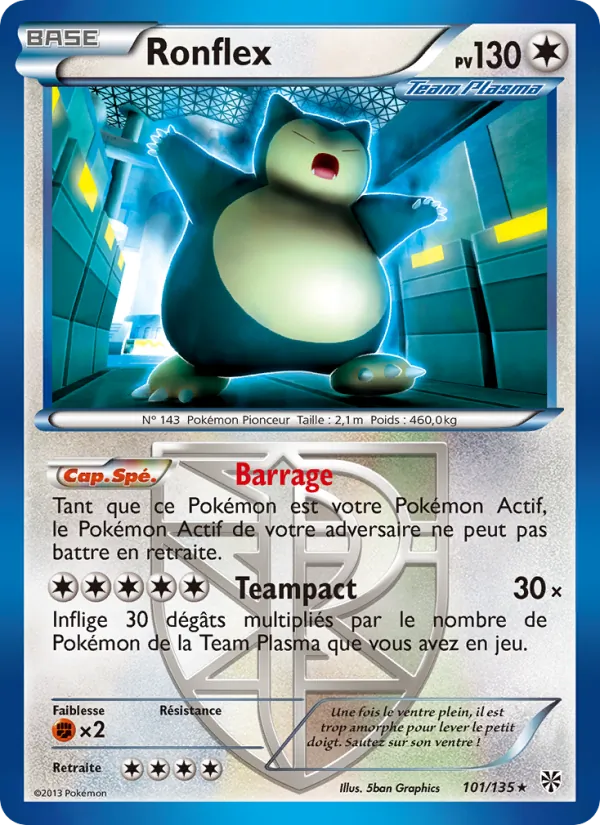 Carte Pokémon Ronflex de l'extension Tempète Plasma