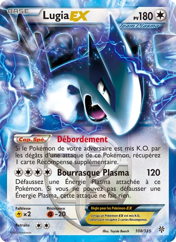 Carte Pokémon Lugia-EX de l'extension Tempète Plasma