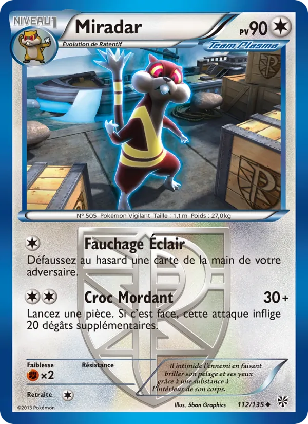 Carte Pokémon Miradar de l'extension Tempète Plasma