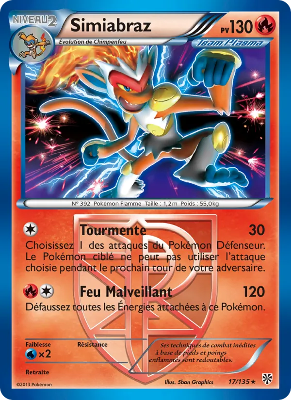 Carte Pokémon Simiabraz de l'extension Tempète Plasma